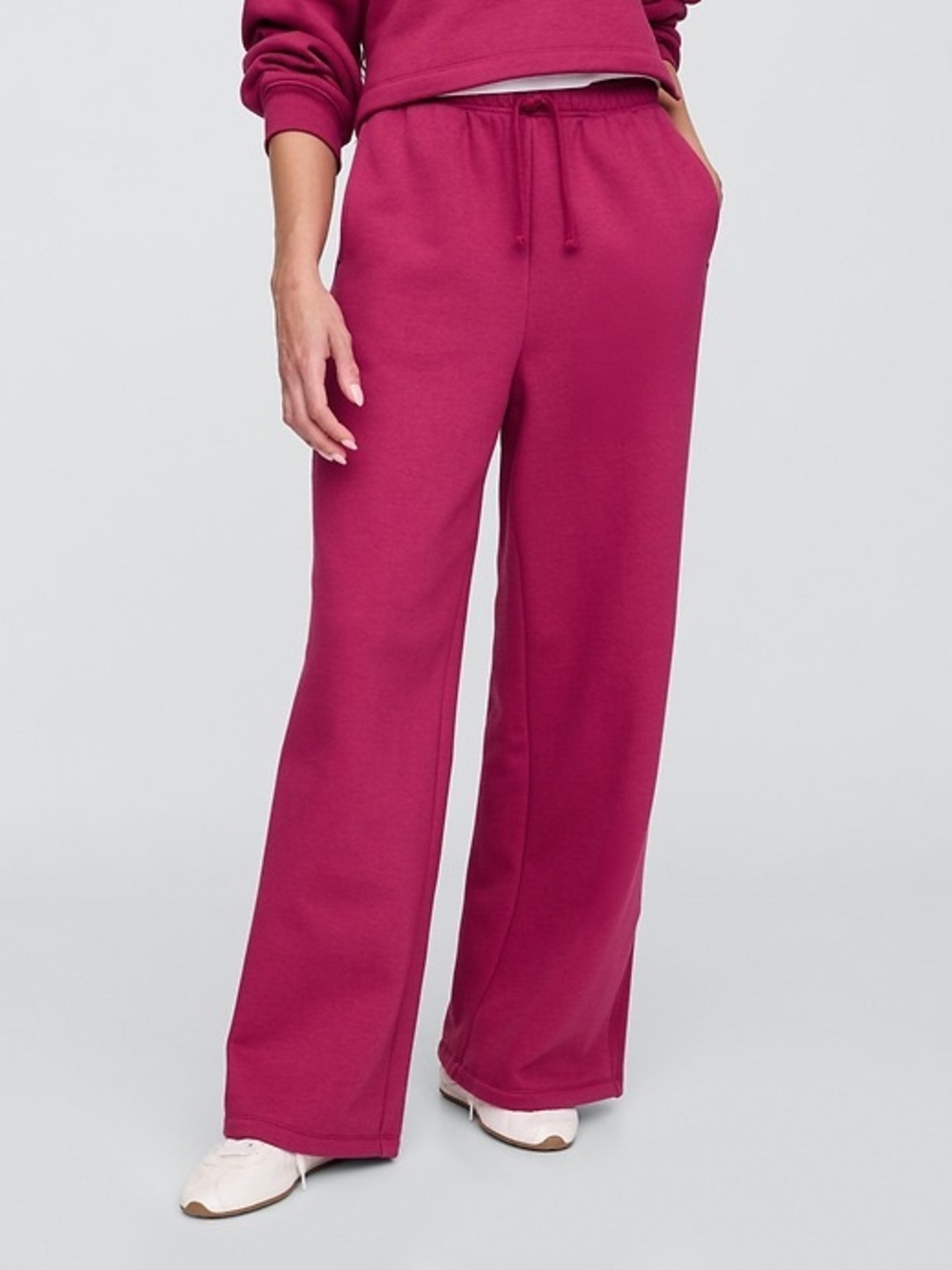 Gap Women’s Fleece Rib-Seam Wide-Leg Pants